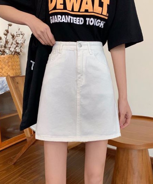 fiere(フィエール)の「台形デニムミニスカート(デニムスカート・レディース・ブラック/ホワイト・MEDIUM/SMALL/LARGE)」の4枚目の写真