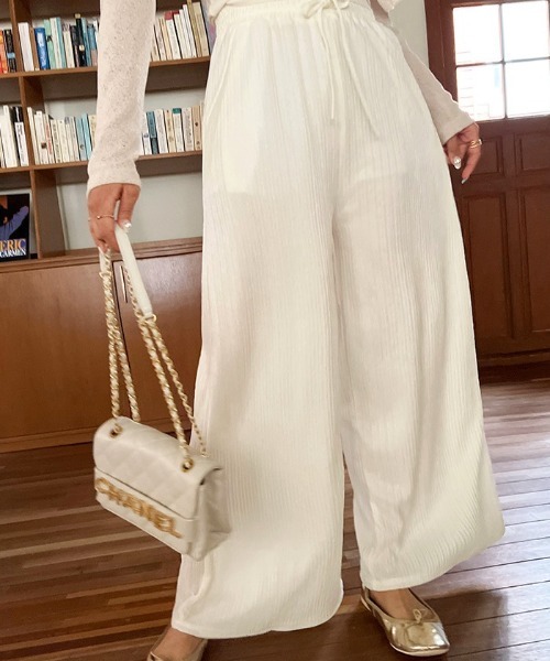 NANING9（ナンニング）の「NANING9 バンディングプリーツワイドパンツ（その他パンツ・レディース・ブラック/ベージュ/ピンク/クリーム・FREE）」の11枚目の写真