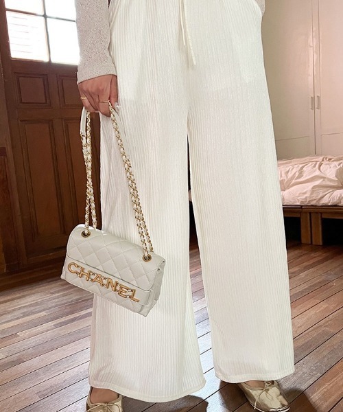 NANING9（ナンニング）の「NANING9 バンディングプリーツワイドパンツ（その他パンツ・レディース・ブラック/ベージュ/ピンク/クリーム・FREE）」の18枚目の写真