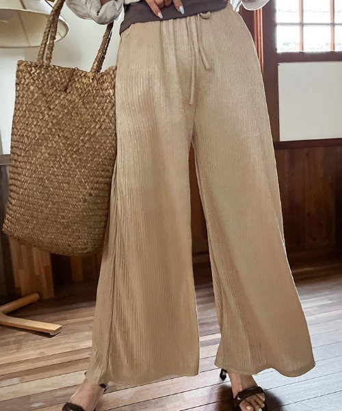 NANING9（ナンニング）の「NANING9 バンディングプリーツワイドパンツ（その他パンツ・レディース・ブラック/ベージュ/ピンク/クリーム・FREE）」の10枚目の写真