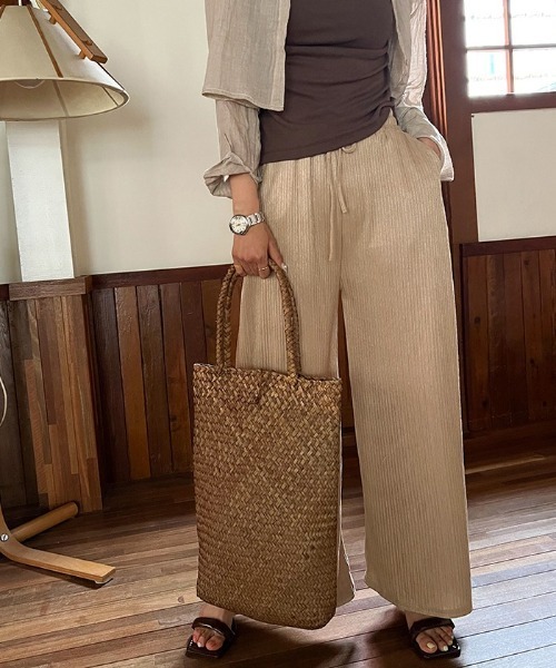 NANING9（ナンニング）の「NANING9 バンディングプリーツワイドパンツ（その他パンツ・レディース・ブラック/ベージュ/ピンク/クリーム・FREE）」の7枚目の写真