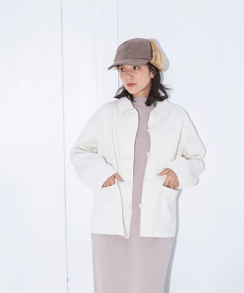 THE SHOP TK (ザ ショップ ティーケー )の「◆デニムチャイナジャケット(デニムジャケット・レディース・ネイビー/オフホワイト・12)」の4枚目の写真