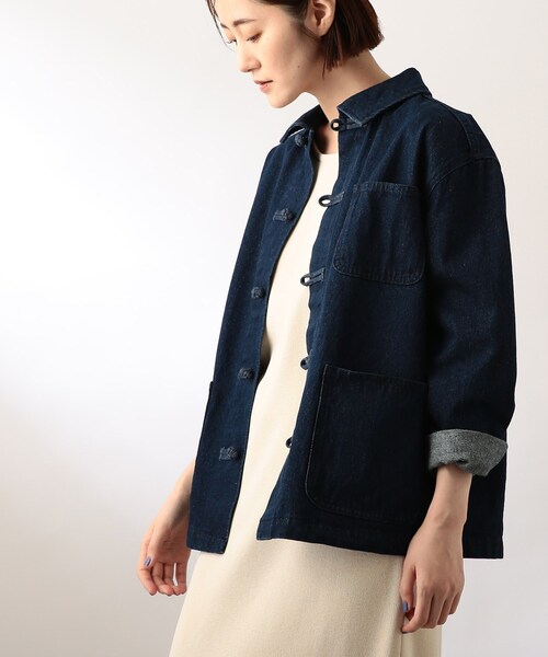 THE SHOP TK (ザ ショップ ティーケー )の「◆デニムチャイナジャケット(デニムジャケット・レディース・ネイビー/オフホワイト・12)」の14枚目の写真