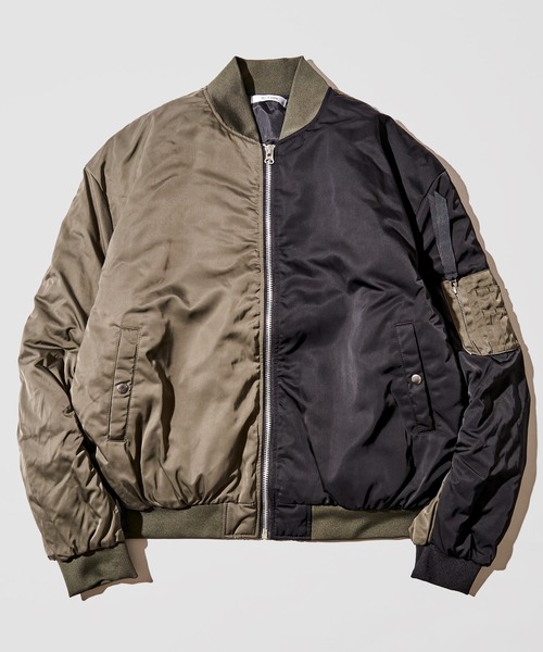 ADPOSION（アドポーション）の「ビッグシルエット中綿MA-1 フライトジャケット（MA-1・メンズ・ブラック/ホワイト/ブラック×ホワイト/ブラック×カーキ/カーキ・MEDIUM/LARGE）」の4枚目の写真