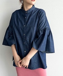 LOWRYS FARM | バンドカラーフリルシャツ　123105(シャツ/ブラウス)