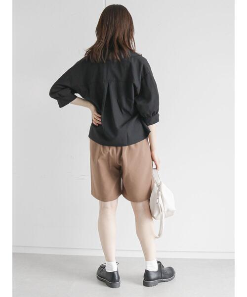 ehka sopo(エヘカソポ)の「リンガーロゴボーダーTシャツ(Tシャツ/カットソー・レディース・グリーン/ブラウン/ベージュ/ブラック・フリ-)」の10枚目の写真