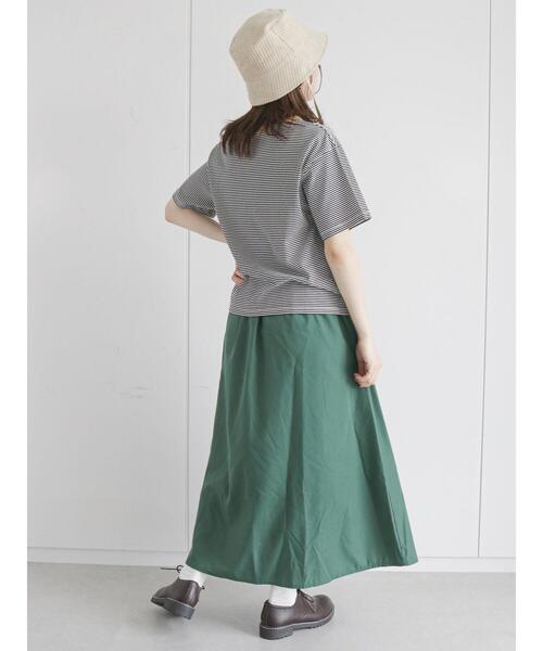 ehka sopo(エヘカソポ)の「リンガーロゴボーダーTシャツ(Tシャツ/カットソー・レディース・グリーン/ブラウン/ベージュ/ブラック・フリ-)」の21枚目の写真