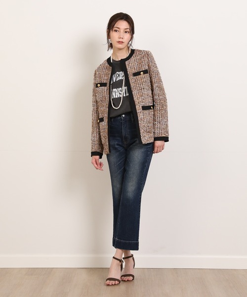 INED ツイードジャケット ノーカラーツイードジャケット｜INED（イネド）｜フランドル（FLANDRE