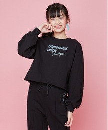 ロゴ刺繍ショート丈トレーナー