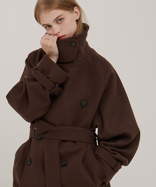 2WAYオーバーサイズメルトンダブルヨークラグラントレンチコート