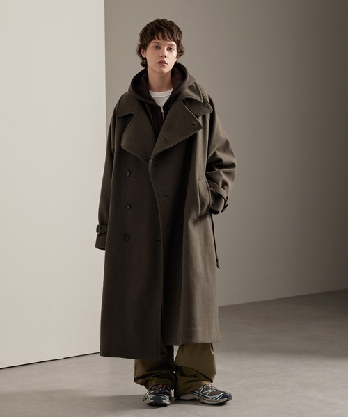 EMMA CLOTHES オーバーサイズメルトンダブルヨークトレンチコート オーバーサイズメルトンダブルヨークラグラントレンチコート