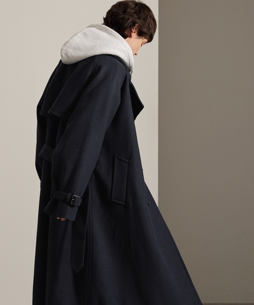 オーバーサイズメルトンダブルヨークラグラントレンチコート（トレンチ