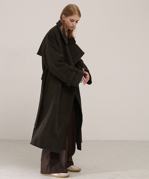 EMMA CLOTHES（エマクローズ）の「2WAYオーバーサイズメルトンダブルヨークラグラントレンチコート（トレンチコート・メンズ・ベージュ/ブラウン系1/ナチュラル/チャコールグレー/ネイビー/キャメル/ブラウン系2/アッシュブラウン/ダークブラウン/ダークブルー/ワイン系・M/L/S）」の15枚目の写真