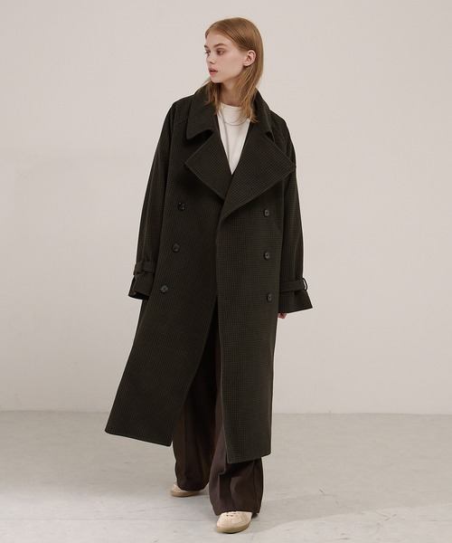 オーバーサイズメルトンダブルヨークラグラントレンチコート セール】2WAYオーバーサイズメルトンダブルヨークラグラントレンチ