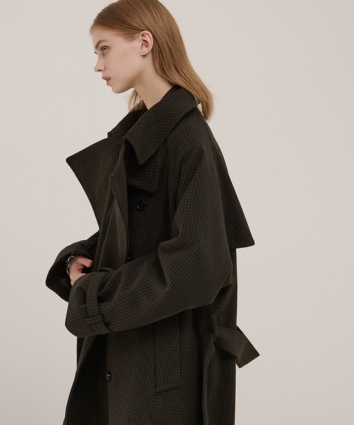 EMMA CLOTHES（エマクローズ）の「2WAYオーバーサイズメルトンダブルヨークラグラントレンチコート（トレンチコート・メンズ・ベージュ/ブラウン系1/ナチュラル/チャコールグレー/ネイビー/キャメル/ブラウン系2/アッシュブラウン/ダークブラウン/ダークブルー/ワイン系・M/L/S）」の20枚目の写真