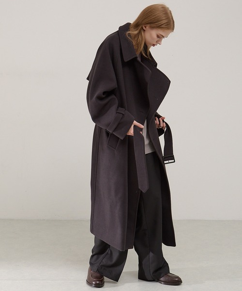 オーバーサイズメルトンダブルヨークラグラントレンチコート セール】2WAYオーバーサイズメルトンダブルヨークラグラントレンチ