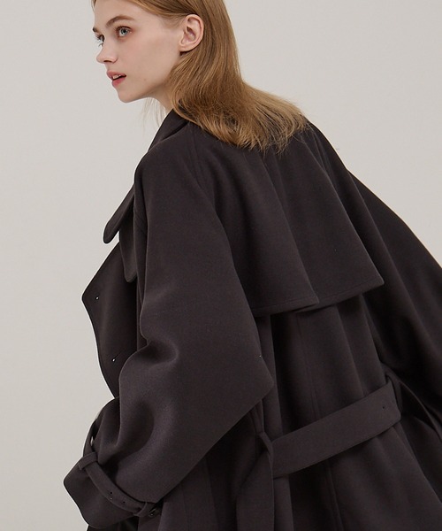 セール】2WAYオーバーサイズメルトンダブルヨークラグラントレンチ