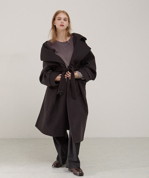 セール】2WAYオーバーサイズメルトンダブルヨークラグラントレンチ