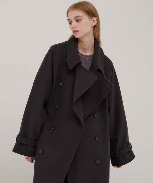 セール】2WAYオーバーサイズメルトンダブルヨークラグラントレンチ