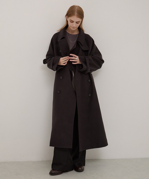 セール】2WAYオーバーサイズメルトンダブルヨークラグラントレンチ