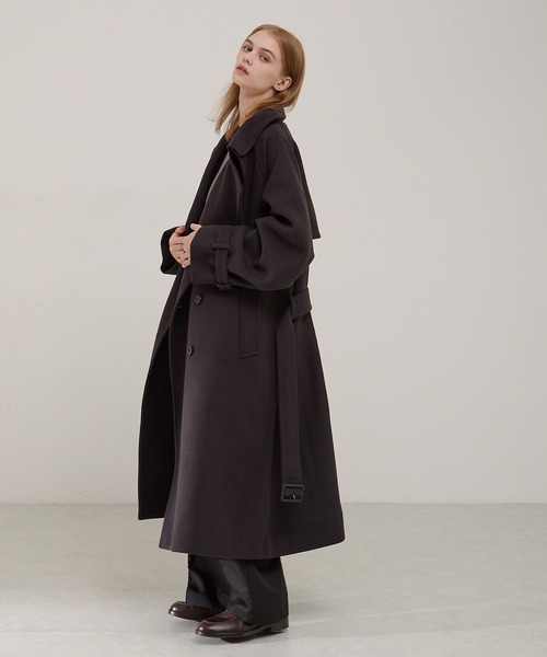 セール】2WAYオーバーサイズメルトンダブルヨークラグラントレンチ