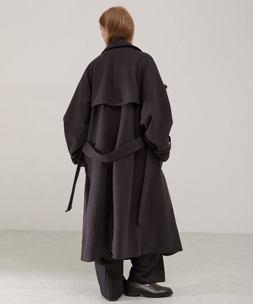 EMMA CLOTHESオーバーサイズメルトンダブルヨークラグラントレンチコート セール】2WAYオーバーサイズメルトンダブルヨークラグラントレンチ