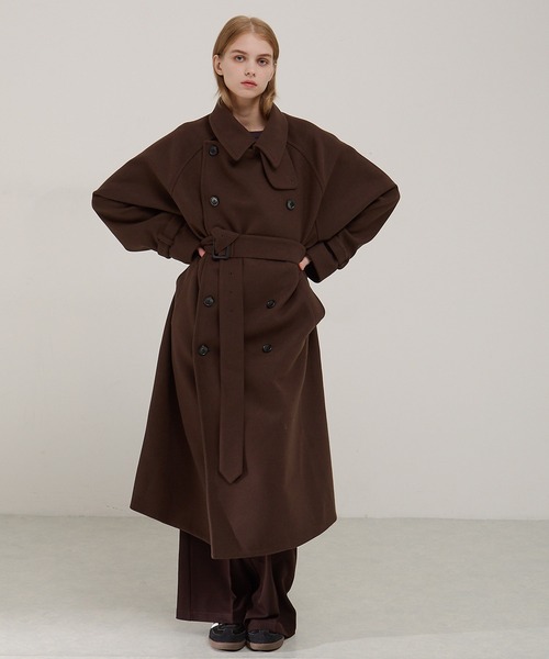 セール】2WAYオーバーサイズメルトンダブルヨークラグラントレンチ