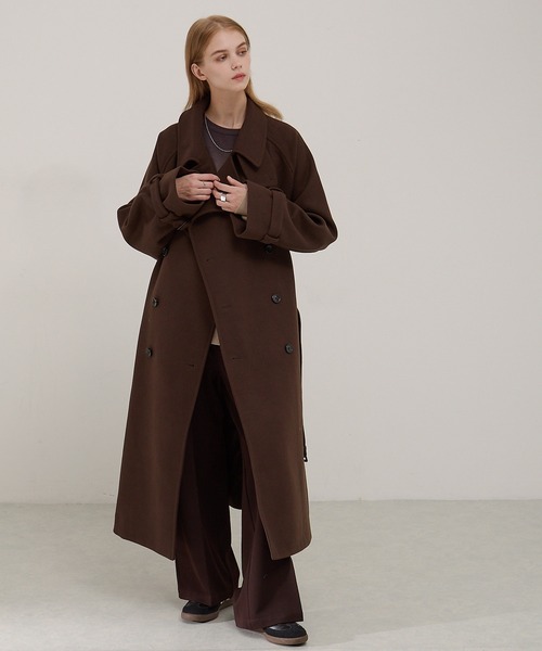 セール】2WAYオーバーサイズメルトンダブルヨークラグラントレンチ
