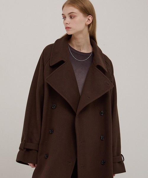 【未使用タグ付】2WAYオーバーサイズメルトンダブルヨークラグラントレンチコート EMMA CLOTHES（エマクローズ）の「2WAYオーバーサイズメルトンダブル