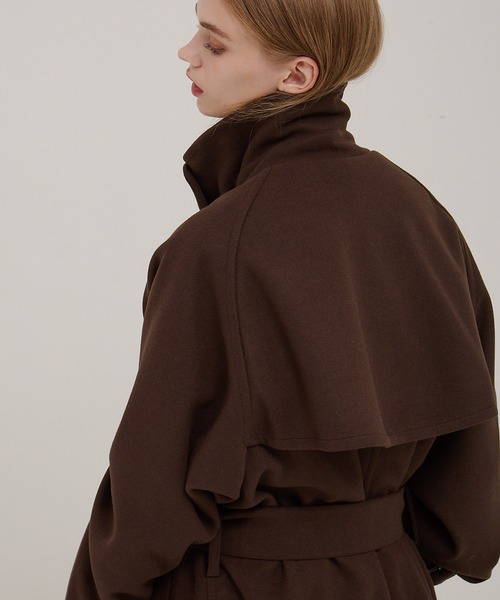 オーバーサイズメルトンダブルヨークラグラントレンチコート セール】2WAYオーバーサイズメルトンダブルヨークラグラントレンチ