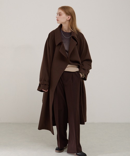 EMMA CLOTHESオーバーサイズメルトンダブルヨークラグラントレンチコート セール】2WAYオーバーサイズメルトンダブルヨークラグラントレンチ