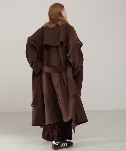 セール】2WAYオーバーサイズメルトンダブルヨークラグラントレンチ