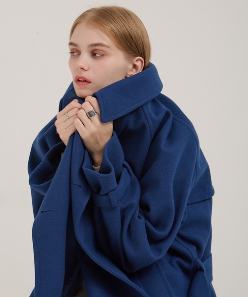 セール】2WAYオーバーサイズメルトンダブルヨークラグラントレンチ