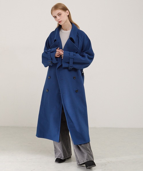 セール】2WAYオーバーサイズメルトンダブルヨークラグラントレンチ