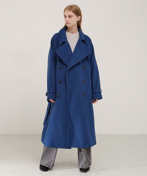 セール】2WAYオーバーサイズメルトンダブルヨークラグラントレンチ