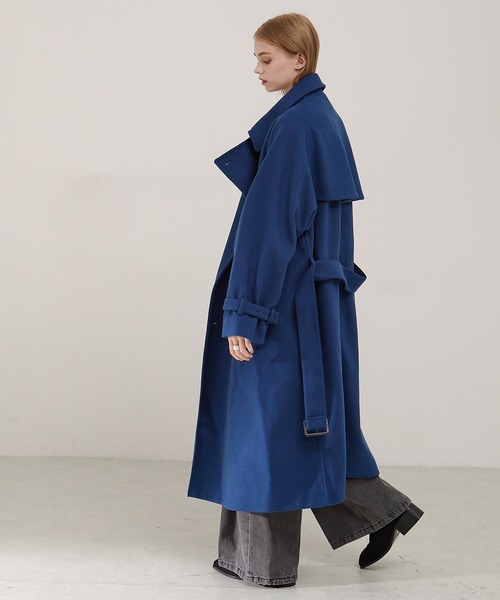 セール】2WAYオーバーサイズメルトンダブルヨークラグラントレンチ