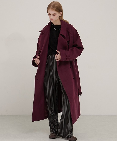 セール】2WAYオーバーサイズメルトンダブルヨークラグラントレンチ
