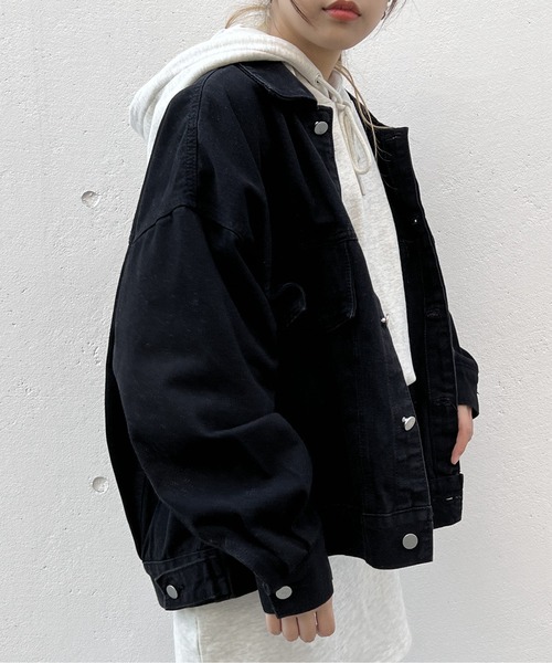 one way（ワンウェイ）の「ビッグシルエットデニムジャケット（デニムジャケット・レディース・ライトブルー/ブラック・FREE）」の3枚目の写真