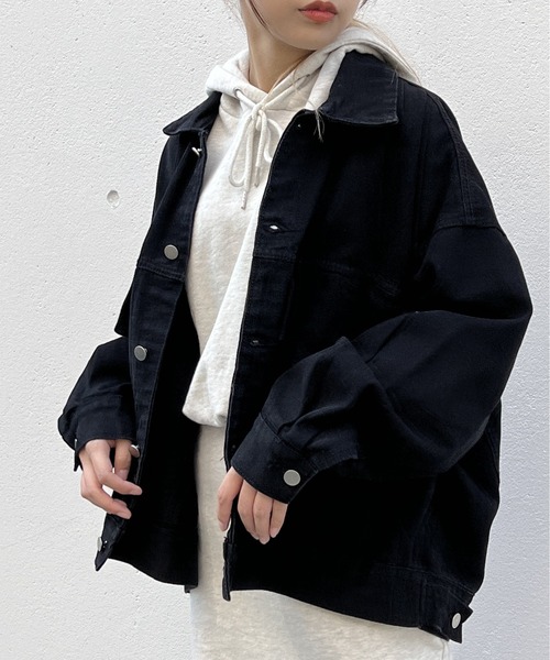 one way（ワンウェイ）の「ビッグシルエットデニムジャケット（デニムジャケット・レディース・ライトブルー/ブラック・FREE）」の5枚目の写真