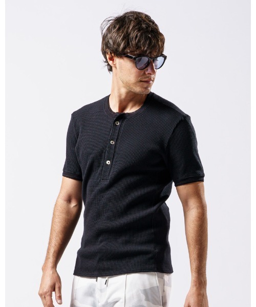 wjk（ダヴルジェイケイ）の「waffle henley（Tシャツ/カットソー・メンズ・ブラック/グレイッシュベージュ/ホワイト/ダークグレー・LARGE/SMALL/MEDIUM/X-LARGE）」の14枚目の写真