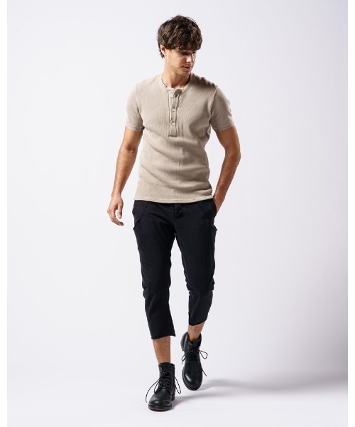 wjk（ダヴルジェイケイ）の「waffle henley（Tシャツ/カットソー・メンズ・ブラック/グレイッシュベージュ/ホワイト/ダークグレー・LARGE/SMALL/MEDIUM/X-LARGE）」の18枚目の写真