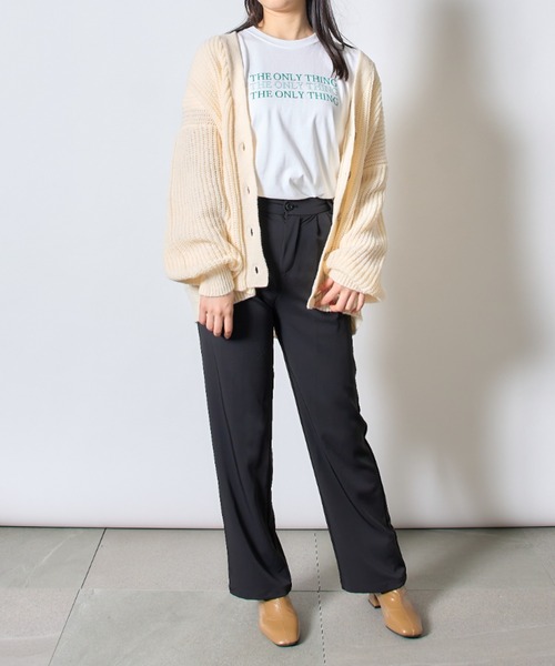 SETUP7（セットアップセブン）の「ざっくり編みとボリューム袖が旬。【SETUP7】片畦オーバーサイズニットカーディガン java nese chaco cardigan（カーディガン/ボレロ・レディース・ブラック/キャメル/グレイッシュベージュ/グレー/ホワイト・FREE）」の20枚目の写真