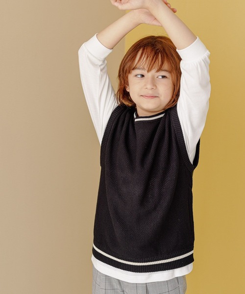 GLOBAL WORK(グローバルワーク)の「ラインニットベストセットプルオーバー/162530(ベスト・キッズ・ブラック/グリーン・140cm/110cm/130cm/150cm/120cm/160cm/100cm)」の7枚目の写真