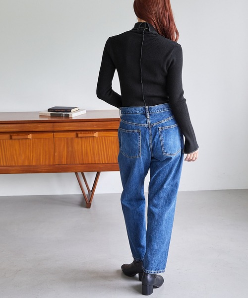 Chaco closet（チャコ クローゼット）の「ステッチ配色リブニットタートルプルオーバー（ニット/セーター・レディース・ベージュ/パープル/オレンジ/ネイビー/グリーン/ブラック/オフホワイト・FREE）」の16枚目の写真