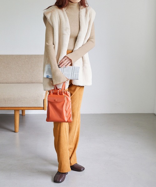 Chaco closet（チャコ クローゼット）の「ステッチ配色リブニットタートルプルオーバー（ニット/セーター・レディース・ベージュ/パープル/オレンジ/ネイビー/グリーン/ブラック/オフホワイト・FREE）」の17枚目の写真