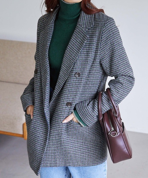 Chaco closet（チャコ クローゼット）の「ステッチ配色リブニットタートルプルオーバー（ニット/セーター・レディース・ベージュ/パープル/オレンジ/ネイビー/グリーン/ブラック/オフホワイト・FREE）」の18枚目の写真