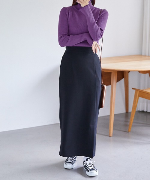 Chaco closet（チャコ クローゼット）の「ステッチ配色リブニットタートルプルオーバー（ニット/セーター・レディース・ベージュ/パープル/オレンジ/ネイビー/グリーン/ブラック/オフホワイト・FREE）」の11枚目の写真