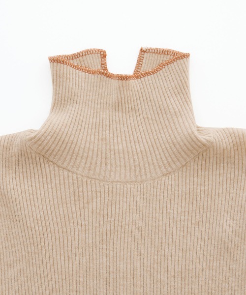 Chaco closet（チャコ クローゼット）の「ステッチ配色リブニットタートルプルオーバー（ニット/セーター・レディース・ベージュ/パープル/オレンジ/ネイビー/グリーン/ブラック/オフホワイト・FREE）」の13枚目の写真