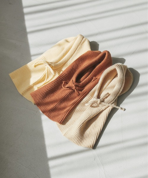 ANGIE（アンジー）の「バラクラバニットフードフォーマー（ネックウォーマー/スヌード・レディース・ブラウン/アイボリー/ベージュ・FREE）」の10枚目の写真