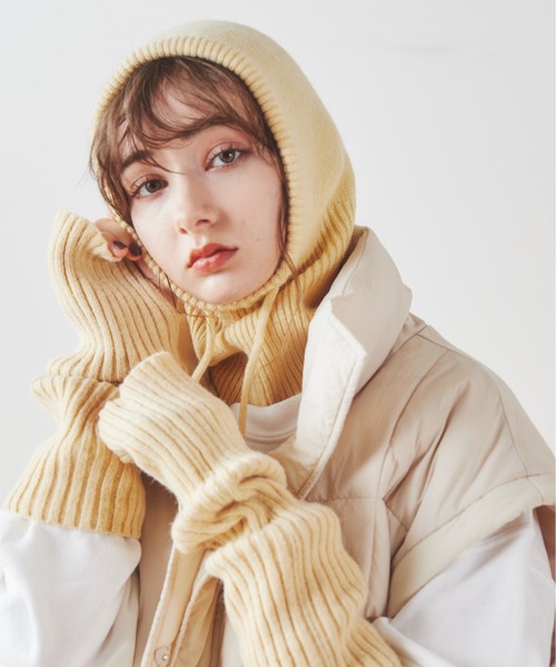 ANGIE（アンジー）の「バラクラバニットフードフォーマー（ネックウォーマー/スヌード・レディース・ブラウン/アイボリー/ベージュ・FREE）」の20枚目の写真